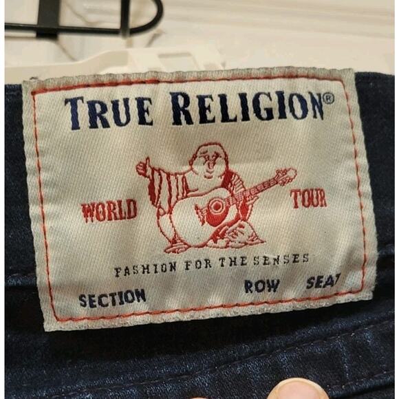 True Religion Men's Rocco Relaxed Skinny Jeans 31 Flap Pockets Dark Wash - Picture 4 of 7